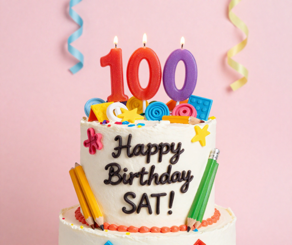 Birthday cake celebrating SAT's 100th birthday