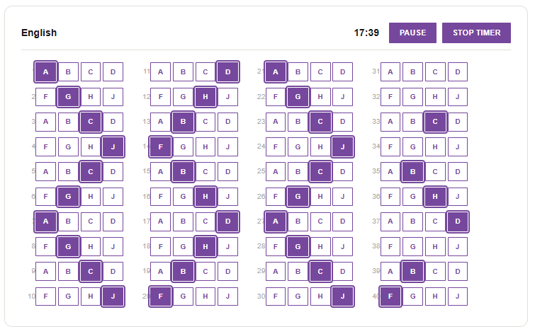 Start the timer and click on your answers