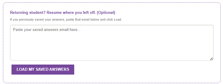 Load your saved answers